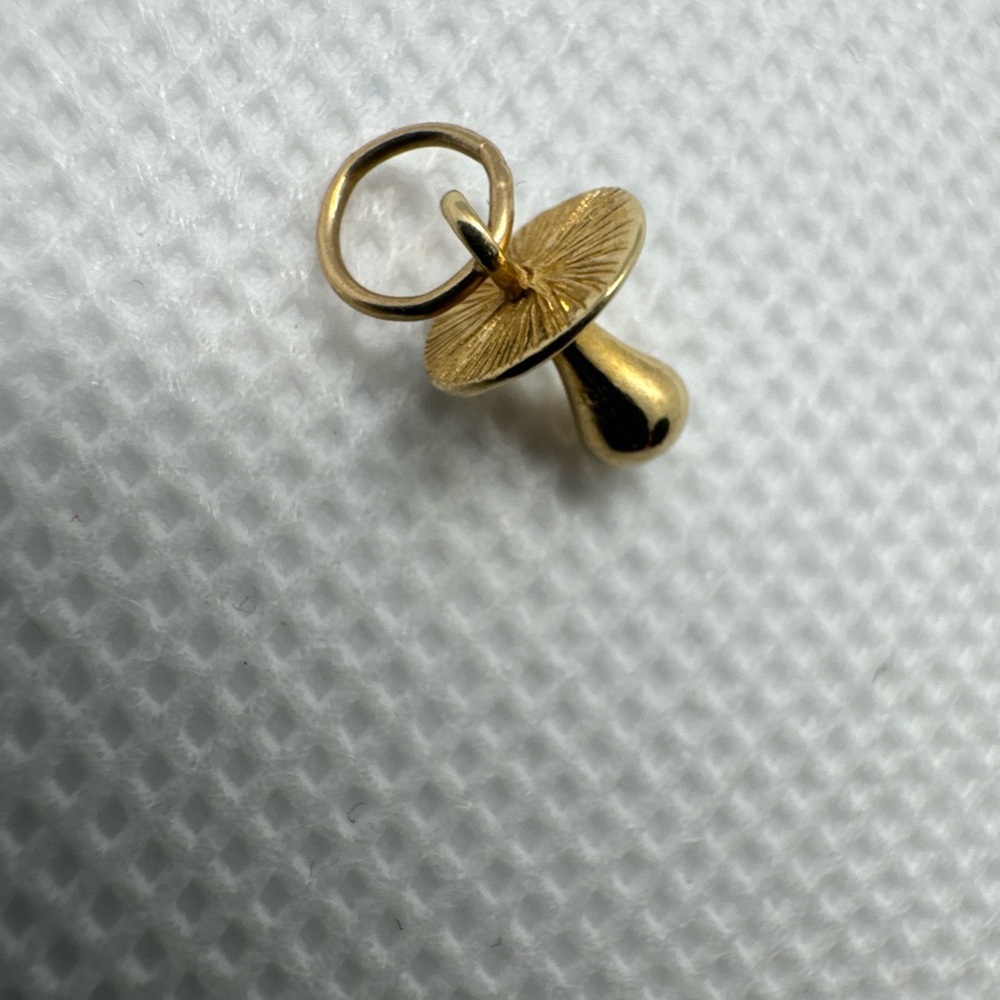 14K Yellow Gold Cute Baby Pacifier Binky Necklace Pendant Bracelet Charm - Picture 3 of 11